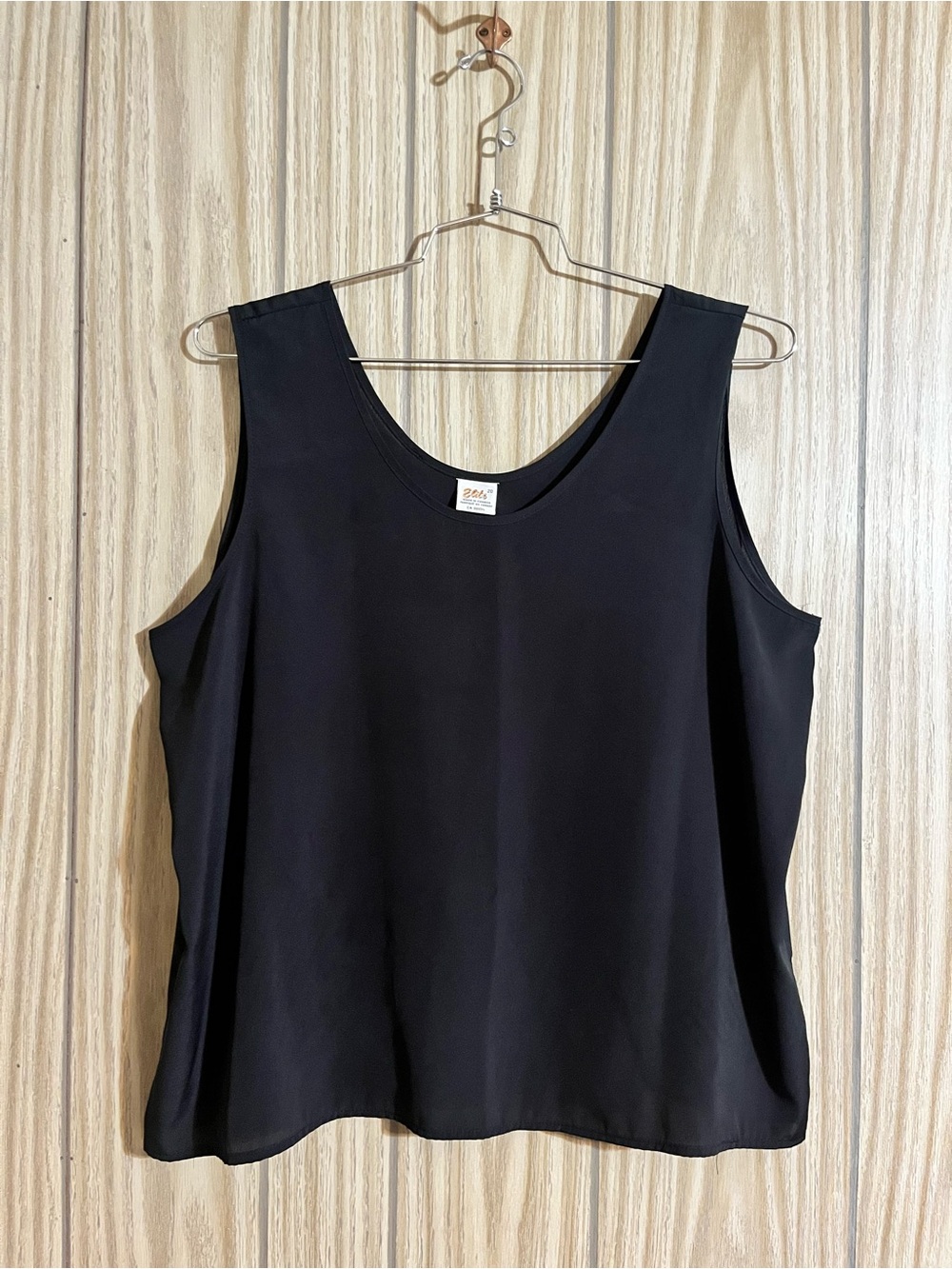 VTG Elite Black Sleeveless Scoop Neck Blouse Cami Size 20 Made in Canada